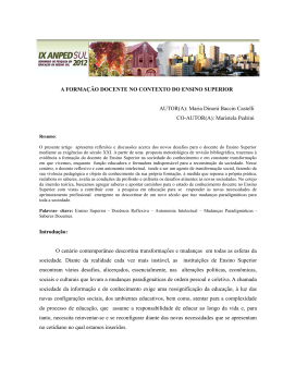 a forma&ccedil;&atilde;o docente no contexto do ensino superior