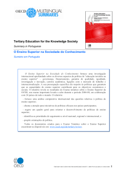 Tertiary Education for the Knowledge Society O Ensino Superior na