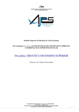 Disciplina: DID&Aacute;TICA DO ENSINO SUPERIOR - ajes - p&oacute;s