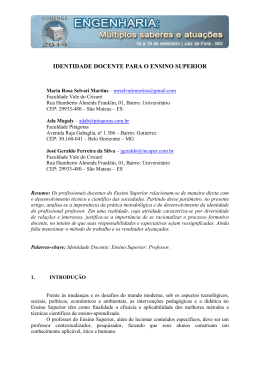 IDENTIDADE DOCENTE PARA O ENSINO SUPERIOR
