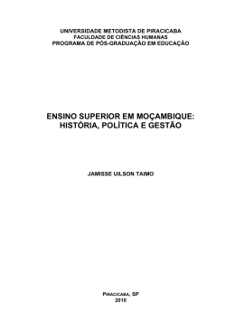 ensino superior em mo&ccedil;ambique: hist&oacute;ria, pol&iacute;tica e gest&atilde;o