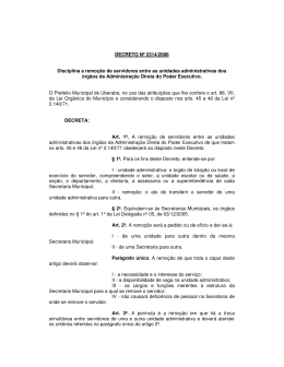 DECRETO N&ordm; 2314/2006 Disciplina a remo&ccedil;&atilde;o de