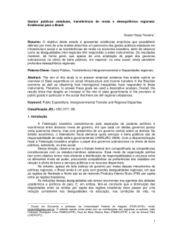 Gastos p&uacute;blicos estaduais, transfer&ecirc;ncia de renda e desequil&iacute;brios