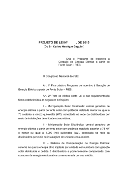 PROJETO DE LEI N&ordm; , DE 2015