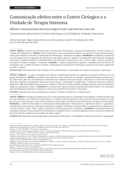 Comunica&ccedil;&atilde;o efetiva entre o Centro Cir&uacute;rgico e
