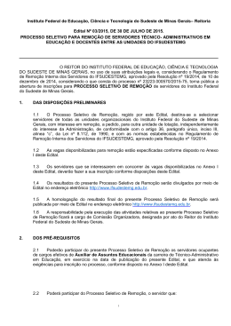 Edital - Instituto Federal do Sudeste de Minas Gerais