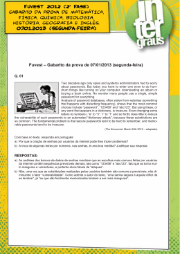 FUVEST 2012 (2&ordf; Fase) 07.01.2013 (Segunda-FEIRA)