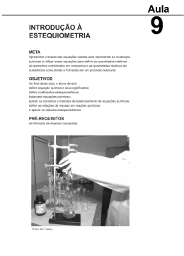 INTRODU&Ccedil;&Atilde;O &Agrave; ESTEQUIOMETRIA