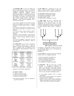 1) (CEFET/RJ 2004) “O ramo da biologia que estuda a classificação
