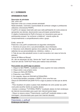 54 6 O PRODUTO ATIVIDADE 01: Perfil Descri&ccedil;&atilde;o da