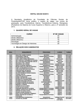 EDITAL SACAD 04/2013 A Secretaria Acad&ecirc;mica da