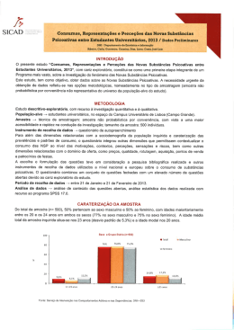 S ` Consumos, Representa&ccedil;&otilde;es e Perce&ccedil;&otilde;es das Novas