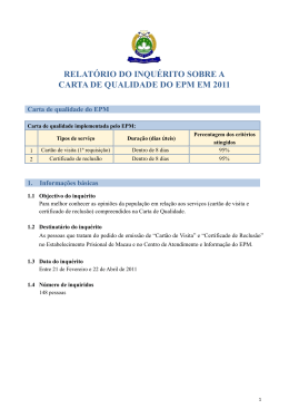 Relatório do inquérito sobre a carta de qualidade do EPM em 2011