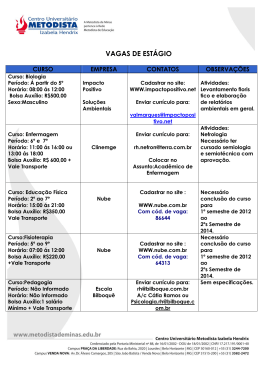 VAGAS DE EST&Aacute;GIO