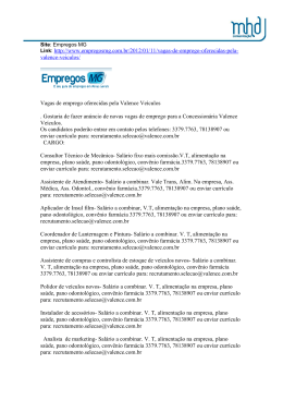 Empregos MG, Vagas de Emprego oferecidas pela Valence Ve&iacute;culos.