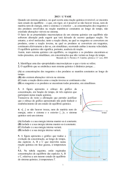 2013 / 1.&ordf; FASE Quando um sistema qu&iacute;mico