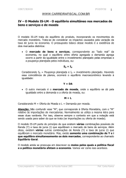 WWW.CARREIRAFISCAL.COM.BR IV &ndash; O Modelo IS-LM
