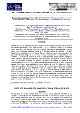 metodologias mais utilizadas para an&aacute;lise de f&oacute;sforo no solo