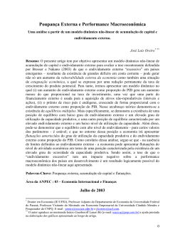 Poupan&ccedil;a Externa e Performance Macroecon&ocirc;mica