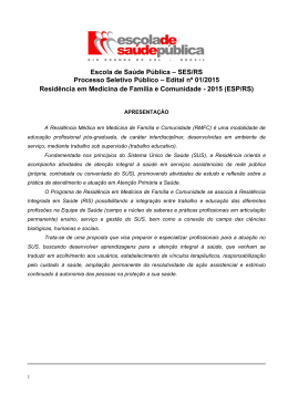 Escola de Saúde Pública – SES/RS Processo Seletivo Público