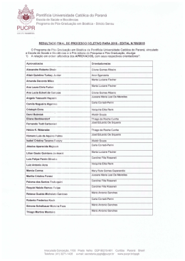 resultado final do processo seletivo para 2016 - edital 09