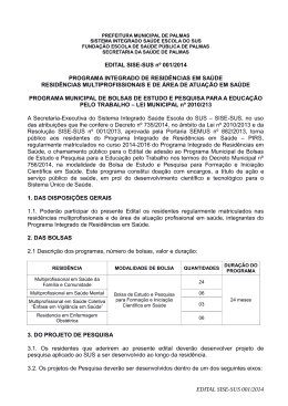 EDITAL SISE-SUS 001_2014 _ADES&Atilde;O PET-PALMAS