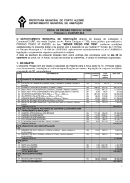 EDITAL DE PREG&Atilde;O F&Iacute;SICO N.&ordm; 07/2009 Processo n