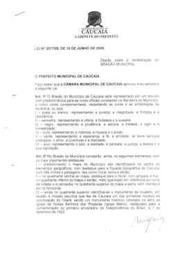 lei n&deg; 2017, de 19 de junho de 2009.