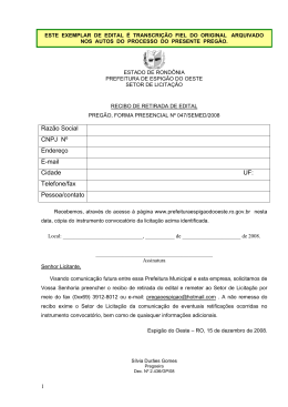 Preg&atilde;o Presencial - edital 001 M&oacute;veis e equip