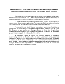 A IMPORT&Acirc;NCIA DA BARRAGEM ECLUSA DO CANAL S&Atilde;O