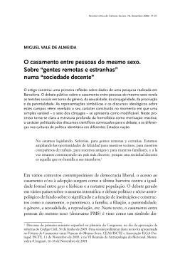 O casamento entre pessoas do mesmo sexo. Sobre &ldquo;gentes remotas