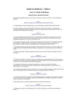 Lei 3/84 - Associa&ccedil;&atilde;o para o Planeamento da Fam&iacute;lia