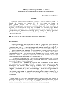A EDUCA&Ccedil;&Atilde;O/ORIENTA&Ccedil;&Acirc;O SEXUAL NA ESCOLA: Ideias