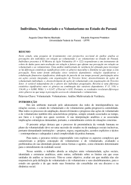 Indiv&iacute;duos, Voluntariado e o Voluntarismo no Estado do