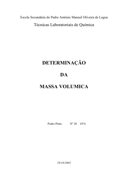 Determina&ccedil;&atilde;o da Massa Volumica