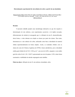 Determina&ccedil;&atilde;o experimental do raio at&ocirc;mico do cobre a