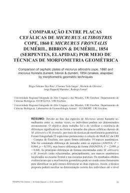 comparação entre placas cefálicas de micrurus altirostris cope