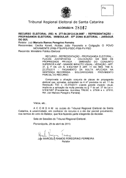 Ac&oacute;rd&atilde;o 28.167 - Tribunal Regional Eleitoral de Santa Catarina