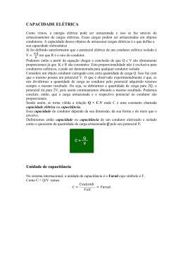 CAPACIDADE ELÉTRICA Unidade de capacitância