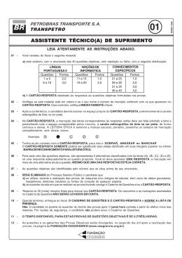 PROVA 01 - ASSISTENTE T&Eacute;CNICO(A) DE SUPRIMENTO.pmd