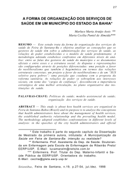 a forma de organização dos serviços de saúde em um município do