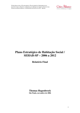 Plano Estrat&eacute;gico de Habita&ccedil;&atilde;o Social / SEHAB-SP &ndash; 2006
