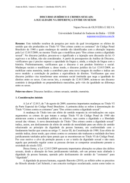DISCURSO JUR&Iacute;DICO E CRIMES SEXUAIS: A IGUALDADE NA