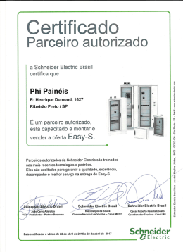 Certiicado - Phi | Montagem de Pain&eacute;is El&eacute;tricos | Ribeir&atilde;o Preto