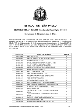 Comunicado Deat - Série EFD - Escrituração Fiscal Digital