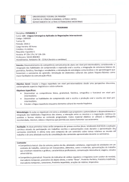 1404335 Espanhol II - CCHLA - Universidade Federal da Para&iacute;ba