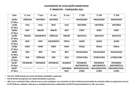 calendário de avaliações bimestrais 2° bimestre – pariquera