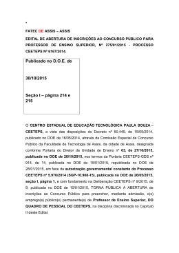 Publicado no D.O.E. de 30/10/2015 Se&ccedil;&atilde;o I &ndash; p&aacute;gina 214 e 215