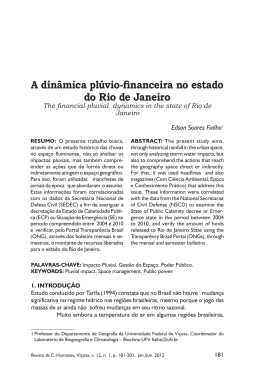 A din&acirc;mica pl&uacute;vio-financeira no estado do Rio de Janeiro - CCH
