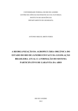 a reorganiza&ccedil;&atilde;o da agropecu&aacute;ria org&acirc;nica do estado do rio de